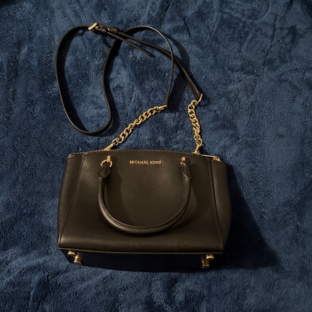 Michael Kors Black Satchel with Gold Accents